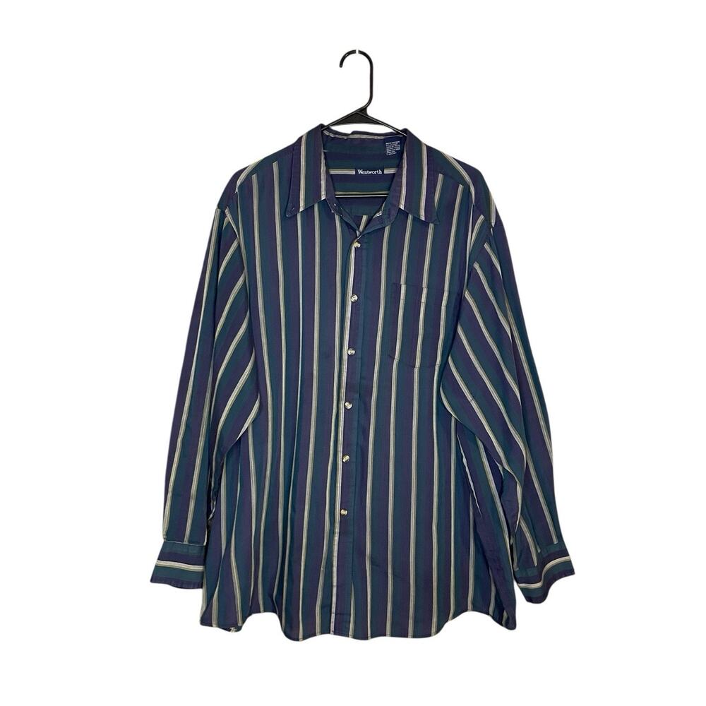 Vintage Wentworth Plus Size XXL Mens Long Sleeve Button Up Shirt Striped Office